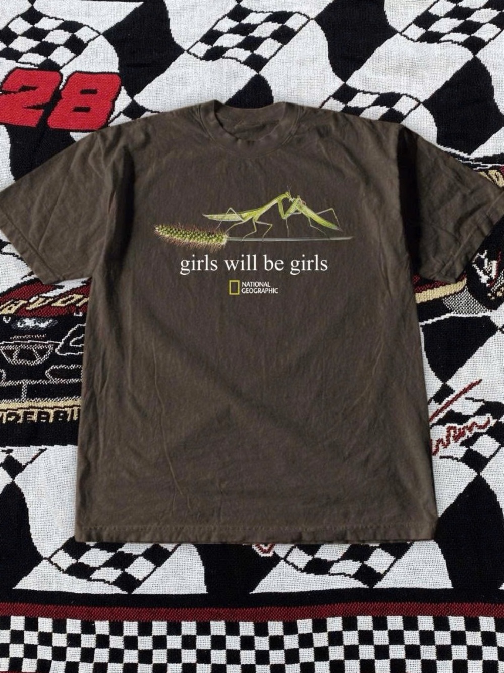 National Geographic Brown Graphic Tee with Yellow Praying Mantis